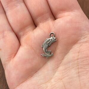 Vintage 925 Sterling Silver Large Mouth Bass Fish Pendant Bracelet Charm